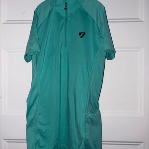 Teal Short Sleeve Swim tee with Front Zip